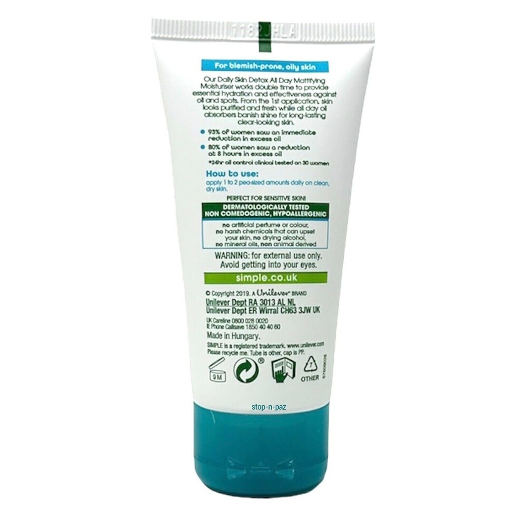 SIMPLE ALL DAY MATTIFYING MOISTURISER 50ml