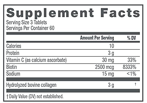 NEOCELL GRASSFED COLLAGEN PEPTIDES+VITAMIN C & BIOTIN DIETARY SUPPLEMENT 180TABLETS