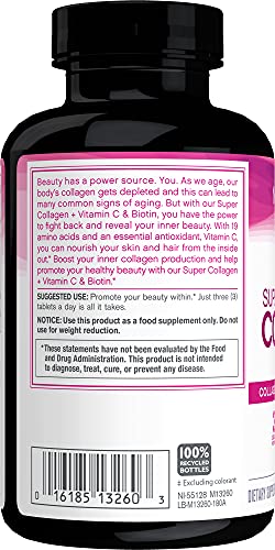 NEOCELL GRASSFED COLLAGEN PEPTIDES+VITAMIN C & BIOTIN DIETARY SUPPLEMENT 180TABLETS