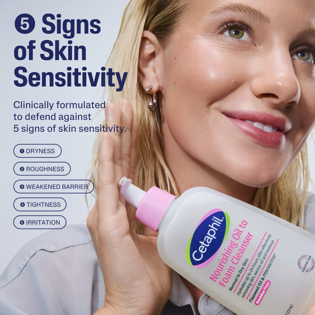 CETAPHIL MOISTURIZER OIL TO FOAM CLEANSER FOR NORMAL TO DRY SKIN 8fl.oz 237ML