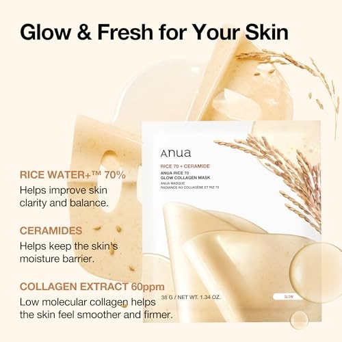 ANUA RICE 70 + CERAMIDE GLOW COLLAGEN MASK (38G)