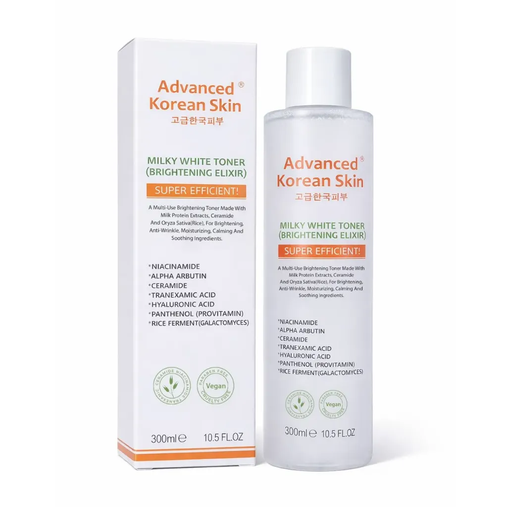 ADVANCED KOREAN SKIN MILKY WHITE TONER (Brightening Elixir) 300ml / 10.5 fl.oz – Super Efficient Brightening & Hydrating Toner