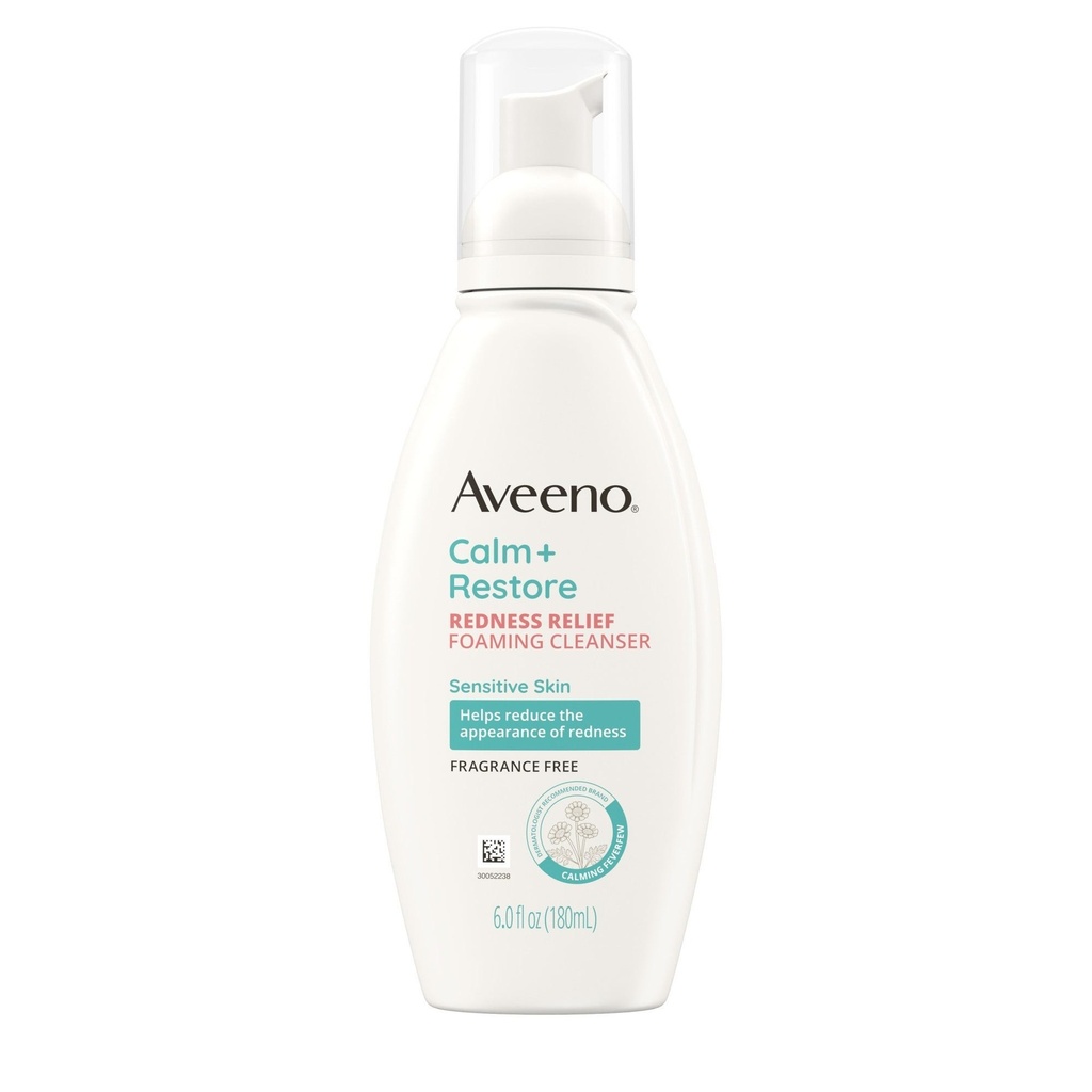 AVEENO CALM+RESTORE REDNESS RELIEF FOAMING CLEANSER (FRAGRANCE FREE) 180mL