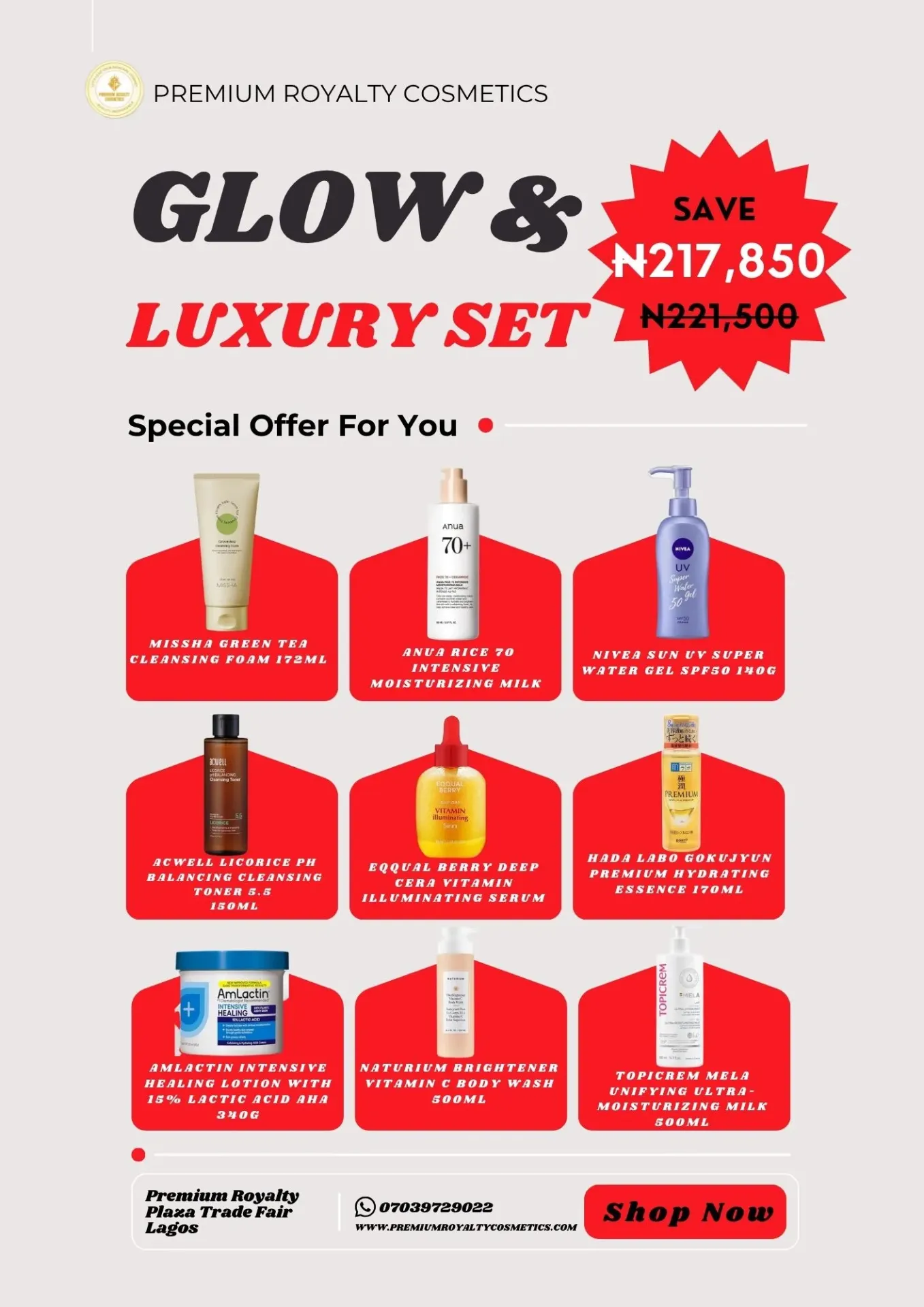 Glow & Luxury Skincare Set – Complete Face & Body Routine