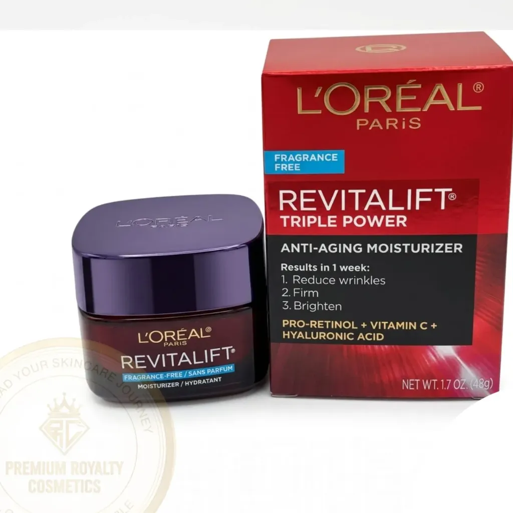 L'OREAL PARIS ( Fragrance Free ) | [ REVITALIFT TRIPLE POWER ANTI-AGING MOISTURZER ] Pro-Retinol + Vitamin C + Hyaluronic Acid 1.7 OZ ( 48g )