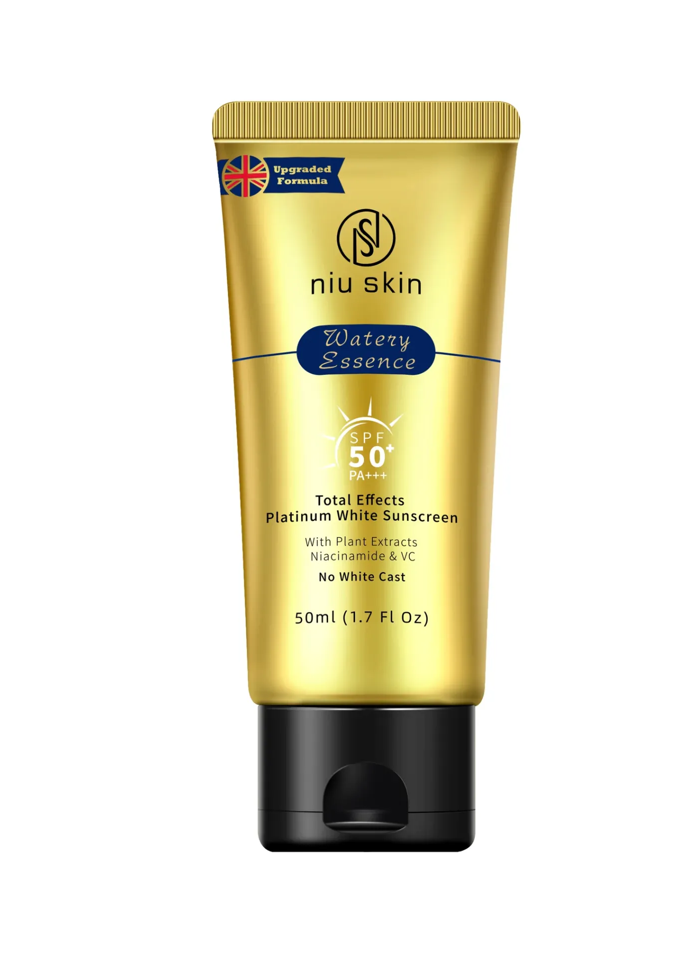 NIU SKIN TOTAL EFFECTS PLATINUM WHITE SUNSCREEN SPF 50+ PA+++ 50mL- ADVANCED UV PROTECTION & BRIGHTENING SUN CREAM