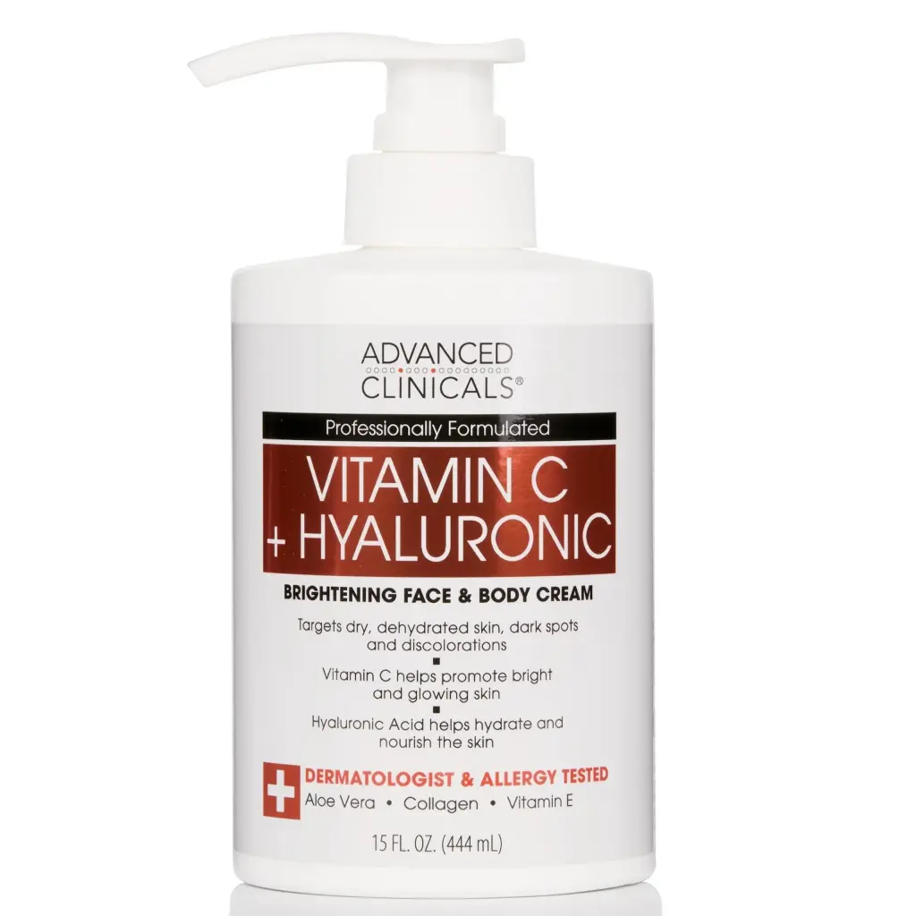 ADVANCED CLINICALS VITAMIN C+HYALURONIC BRIGHTENING BODY & FACE CREAM 444ML