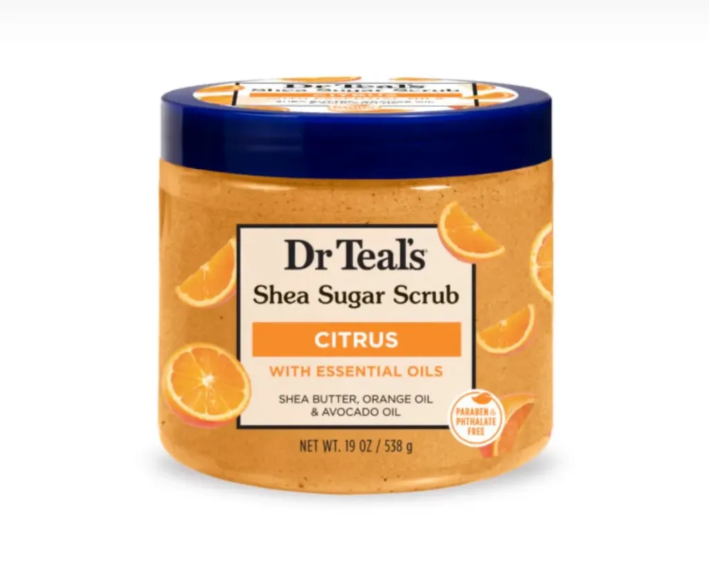 DR TEAL'S SHEA  SUGAR SCRUB ( VITAMIN C ) WITH ESSENTIAL OIL 538g