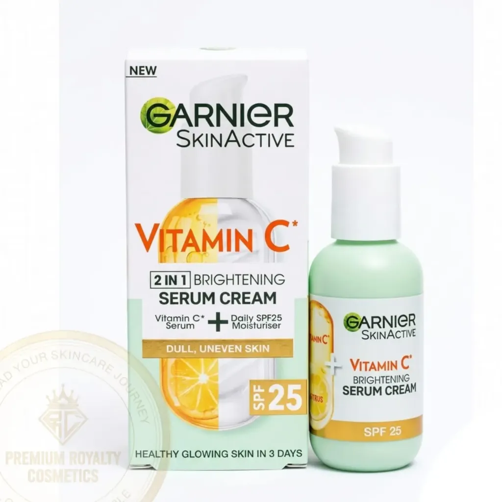 GARNIER SkinActive [ VITAMIN C ( 2-in-1 ) BRIGHTENING SERUM CREAM ] - Dull, Uneven Skin | SPF-25  ( 50mL )