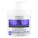 ADVANCED CLINICALS  10% GLYCOLIC ACID +LACTIC ACID EXFOILATING BODY CREAM 454G