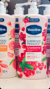 VASELINE -Healthy Bright (Cranberry) SUPERFOOD FRESHLOCK 2X UV Lotion 500ml
