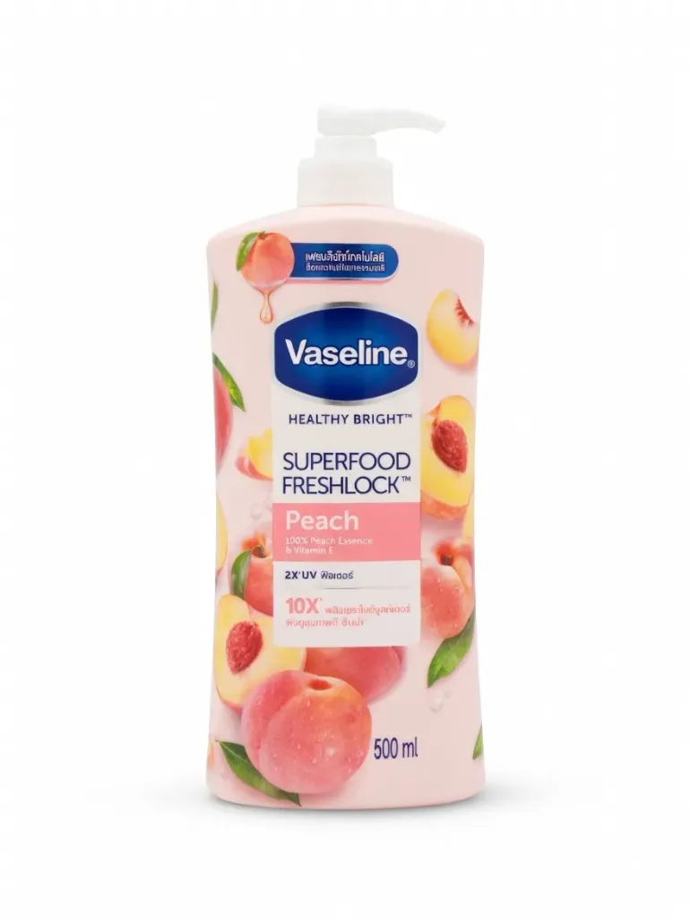 VASELINE HEALTHY BRIGHT SUPERFOOD FRESHLOCK PEACH 500mL ( EXP12/ 05/ 2026 )
