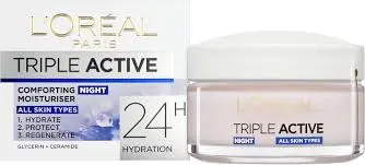L'OREAL TRIPPLE ACTIVE COMFORTING MOISTURISER NIGHT FACE CREAM FOR ALL SKIN TYPES 50ml