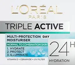 L'OREAL TRIPLE ACTIVE MOISTURISER DAY 24H HYDRATION FACE CREAM FOR NORMAL TO COMBINATION SKIN 50ML