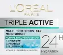 L'OREAL TRIPLE ACTIVE MOISTURISER DAY 24H HYDRATION FACE CREAM FOR NORMAL TO COMBINATION SKIN 50ML