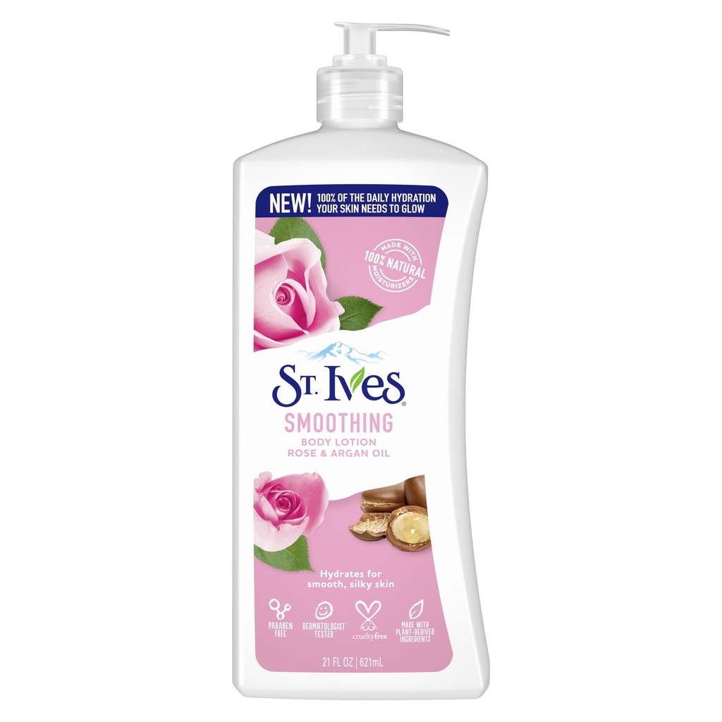 ST IVES SMOOTHING BODY LOTION WITH ROSE & ARGAN OIL 621ml